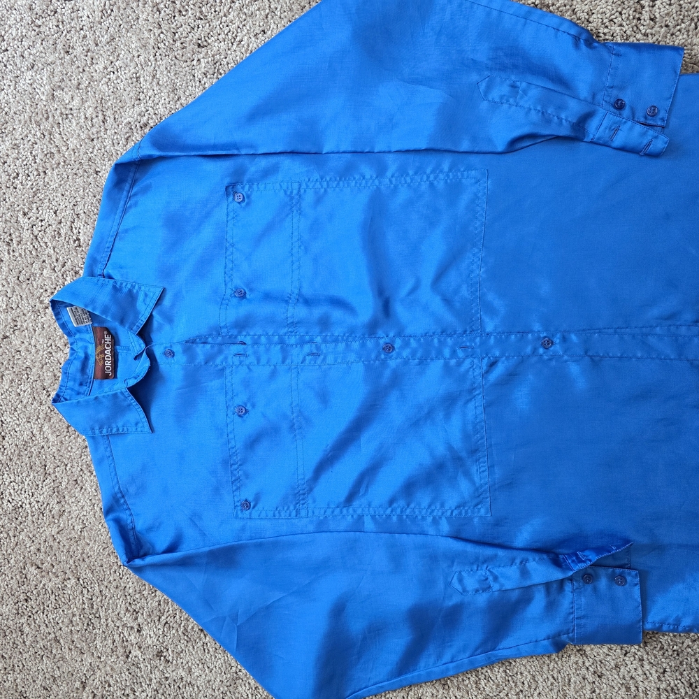 Vintage Vibrant Blue Button-Up Shirt